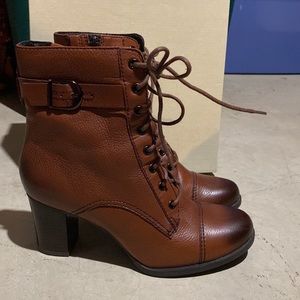 Clarks Shoes | Clarks Jolissa Gypsum Leather Heel Boot | Color: Brown | Size: 10 | Ashz04's Closet